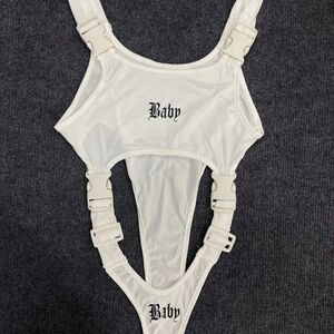 Unbranded White 'Baby' Kids One Piece Swimsuit